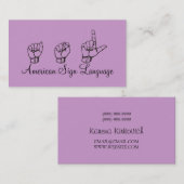 ASL, gebarentaal, vertaler, Visitekaartje (Voorkant / Achterkant)