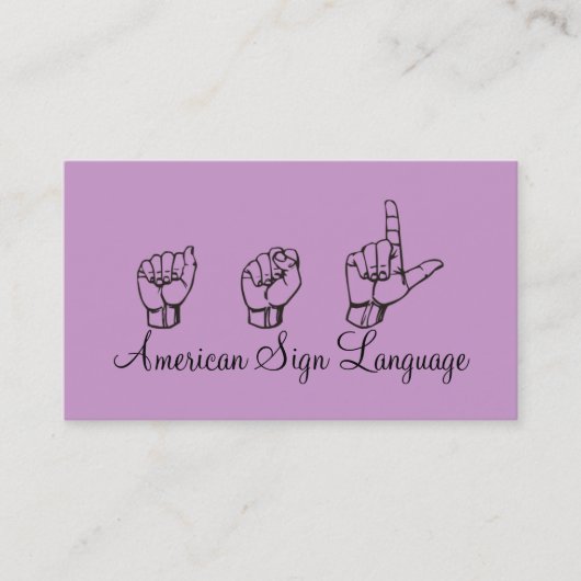 ASL, gebarentaal, vertaler, Visitekaartje (Voorkant)
