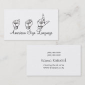 ASL, gebarentaal, vertaler, Visitekaartje (Voorkant / Achterkant)