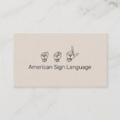 ASL, gebarentaal, vertaler, Visitekaartje (Voorkant)