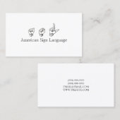 ASL, gebarentaal, vertaler, Visitekaartje (Voorkant / Achterkant)