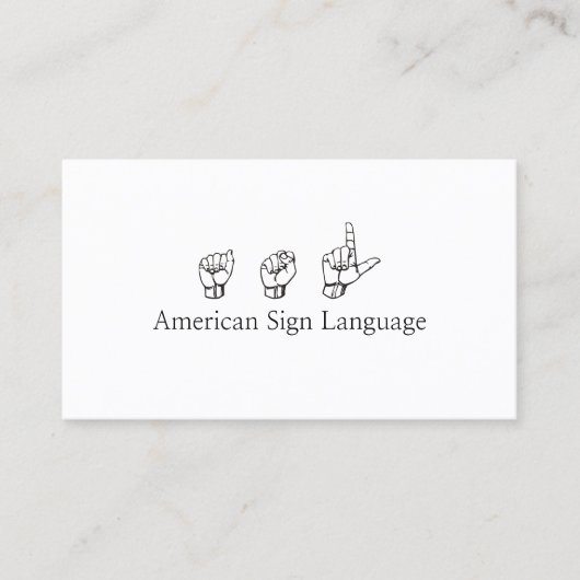 ASL, gebarentaal, vertaler, Visitekaartje (Voorkant)