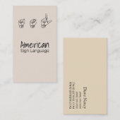 ASL, gebarentaal, vertaler, Visitekaartje (Voorkant / Achterkant)