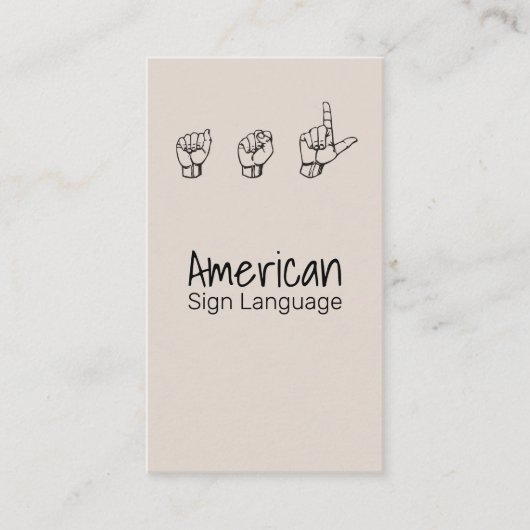 ASL, gebarentaal, vertaler, Visitekaartje (Voorkant)