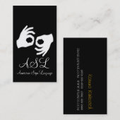 ASL, gebarentaal, vertaler, Visitekaartje (Voorkant / Achterkant)