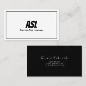 ASL, gebarentaal, vertaler, Visitekaartje (Voorkant / Achterkant)
