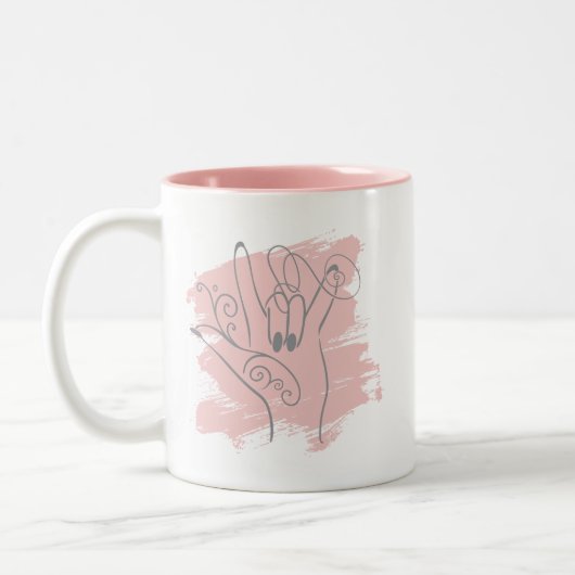 ASL geïllustreerde mok - Roze gepersonaliseerd (Links)