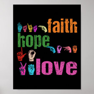 Asl Geloof Hoop Liefde Amerikaanse Gebarentaal Chr Poster