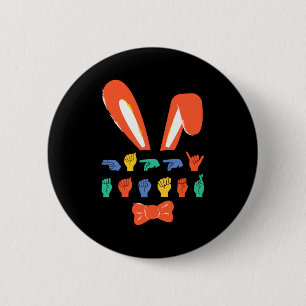 Asl gelukkig pasen snoep gebarentaal eieren vrouwe ronde button 5,7 cm