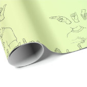 ASL Gelukkige Verjaardag/Handtekens en Vinger Spel Cadeaupapier (Rol Hoek)