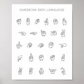ASL Grafiek Amerikaanse gebarentaal Poster (Voorkant)