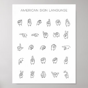 ASL Grafiek Amerikaanse gebarentaal Poster