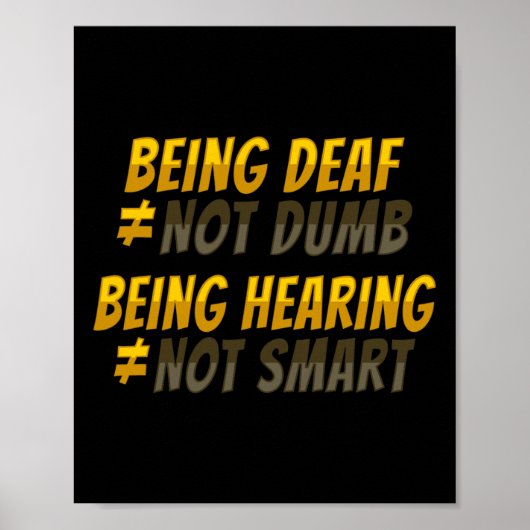 Asl Hand Gesture Deaf Hearing Loss Awareness 6 Poster (Voorkant)