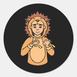 ASL Handgebaar Doof Gehoorverlies Bewustzijn Jonge Ronde Sticker