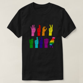 ASL Hands - Rainbow Resistance Message T-shirt
