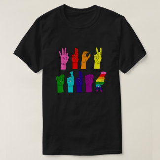 ASL Hands - Rainbow Resistance Message T-shirt
