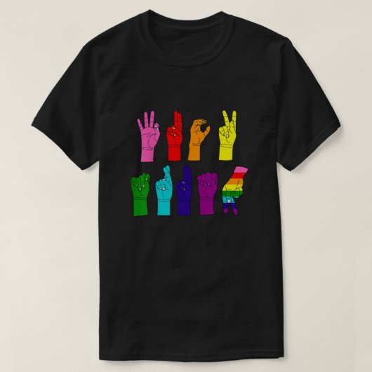 ASL Hands - Rainbow Resistance Message T-shirt (Design voorkant)