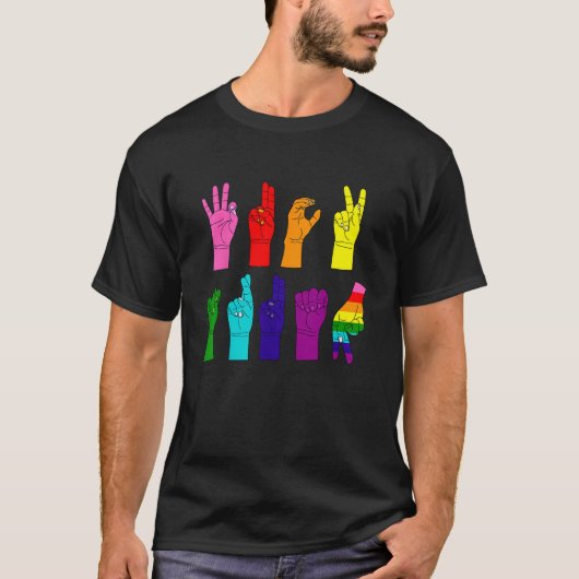 ASL Hands - Rainbow Resistance Message T-shirt (Voorkant)
