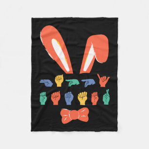 ASL Happy Easter Snoep Gebarentaal Eieren Vrouwen  Fleece Deken