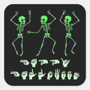 ASL Happy Halloween I - Schattige Spooky Season Vierkante Sticker