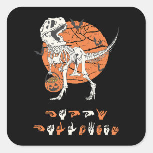 ASL Happy Halloween III - Schattige Spooky Seizoen Vierkante Sticker