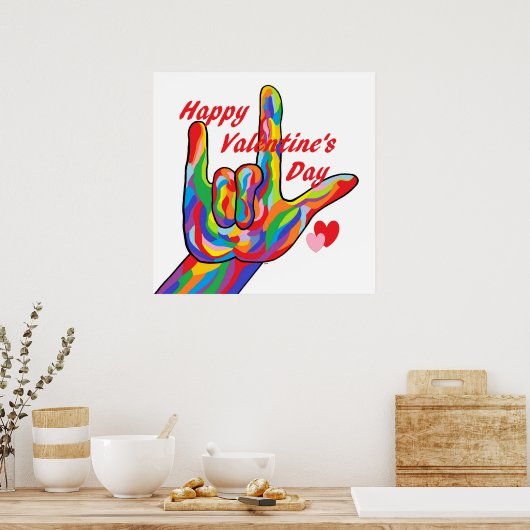 ASL Happy Valentijnsdag Poster (Keuken)
