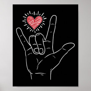 ASL Hart Ik hou van je Hand Gebarentaal Valentijns Poster