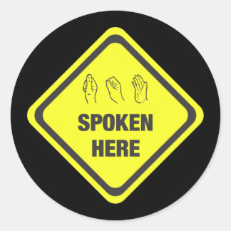 ASL, hier gesproken Ronde Sticker