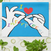 ASL I HEART my INTERPRETER Theedoek (Gevouwen)