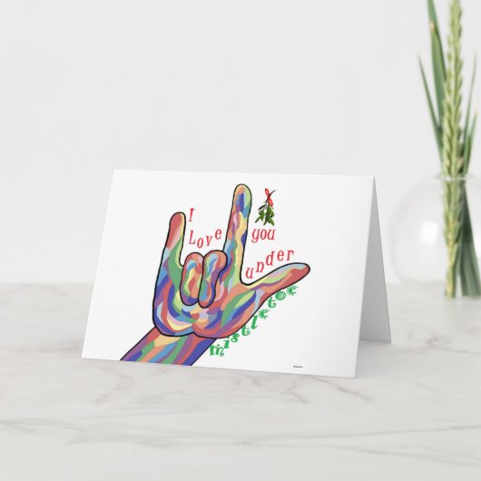 ASL I houdt van u onder Maretak Feestdagen Kaart (Voorkant)