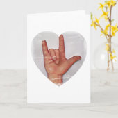 ASL "I HOUDT VAN U" SHAPE VAN HET HART #2 KAART (Gele Bloem)