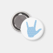 ASL I Love You Blue Stippen Sign Language Magnet (Voorkant / Achterkant)