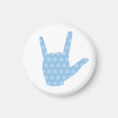 ASL I Love You Blue Stippen Sign Language Magnet (Voorkant)