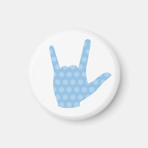 ASL I Love You Blue Stippen Sign Language Magnet
