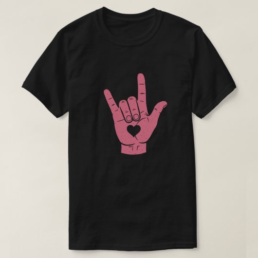 ASL "I Love You" Gebarentaal Hand met Hart T-shirt (Design voorkant)