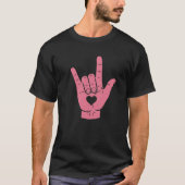 ASL "I Love You" Gebarentaal Hand met Hart T-shirt (Voorkant)