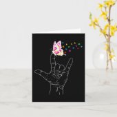 ASL I Love You Hand Gebarentaal Vlinder Autisme Kaart (Gele Bloem)