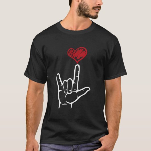 Asl I Love You Hand He American Sign Language T-shirt (Voorkant)