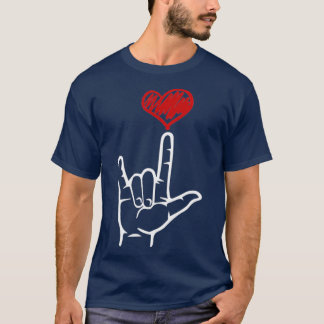 ASL I Love You Hand Heart American Sign T-shirt
