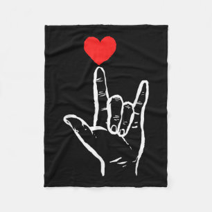 Asl I Love You Hand Heart Amerikaanse Gebarentaal Fleece Deken