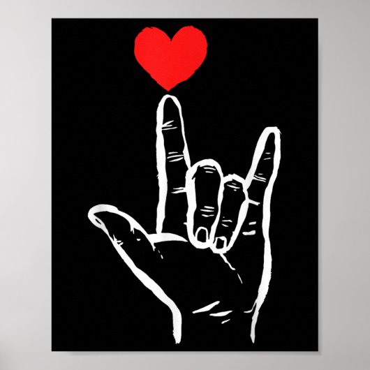 Asl I Love You Hand Heart Amerikaanse Gebarentaal  Poster (Voorkant)