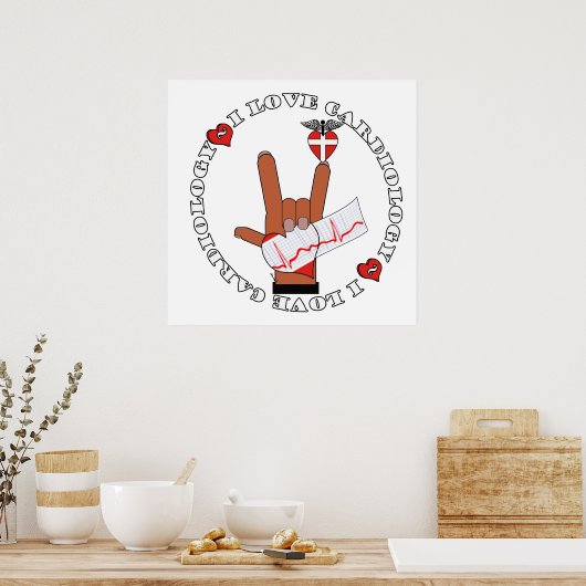 ASL I Love You HAND Sign- I LIVE CARDIOLOGY POSTER (Keuken)