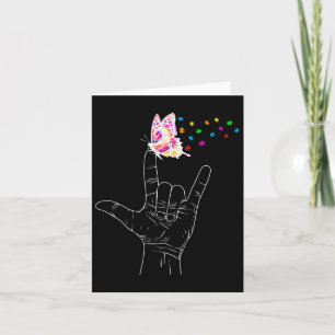 Asl I Love You Hand Sign Language Butterfly Autism Kaart