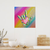 ASL I Love You Heart Poster (Keuken)