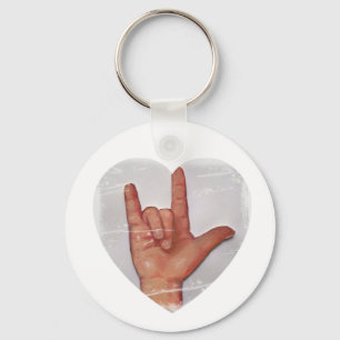 ASL "I LOVE YOU" HEART SHAPE #2 SLEUTELHANGER