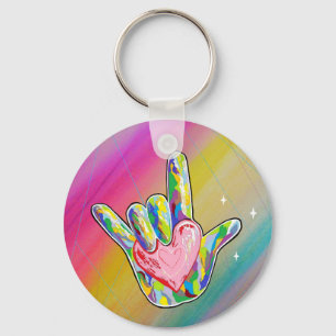 ASL I Love You Heart Sleutelhanger