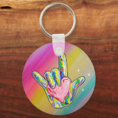 ASL I Love You Heart Sleutelhanger (Voorkant)