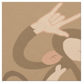 ASL I Love You Monkey Patterned Fabric Stof (Close Up)