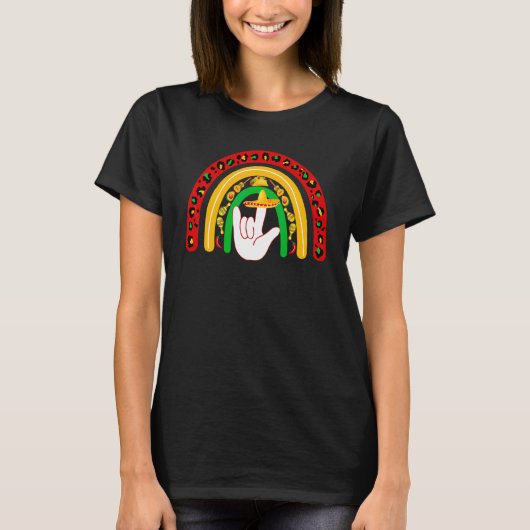 Asl I Love You Regenboog Gebarentaal Cinco de Mayo T-shirt (Voorkant)