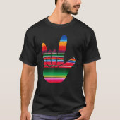 Asl I Love You Serape Gebarentaal Cinco de Mayo T-shirt (Voorkant)